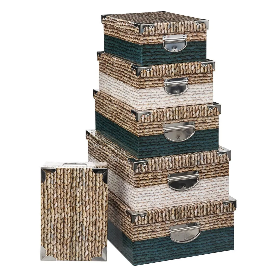 6 boîtes multicolore effet tricot coins métal | 3 Suisses
