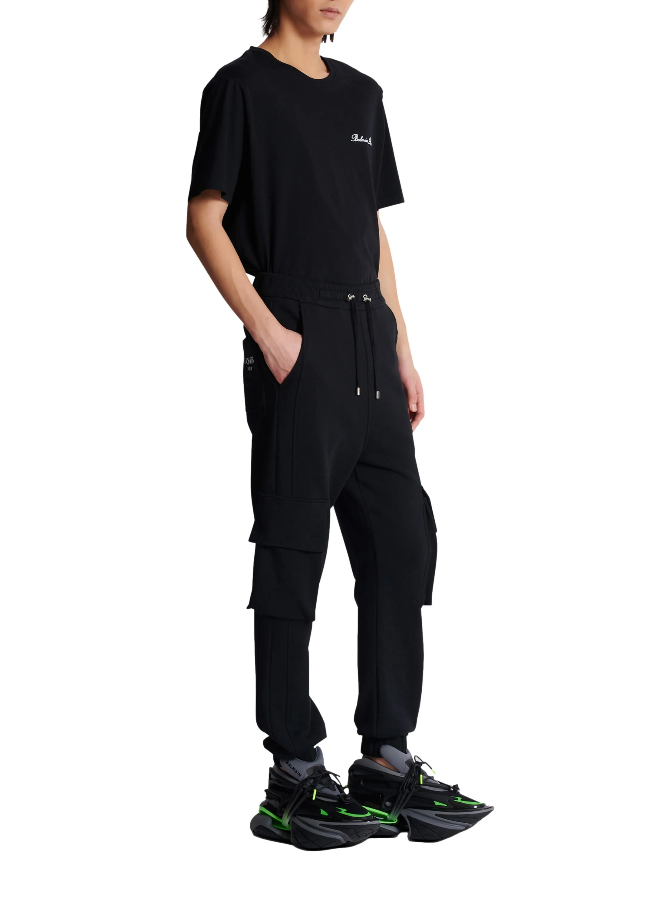 BALMAIN  Jogging cargo imprimé balmain paris - Noir