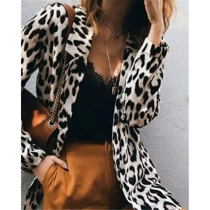 Blazer Femme Imprimé Léopard Tendance