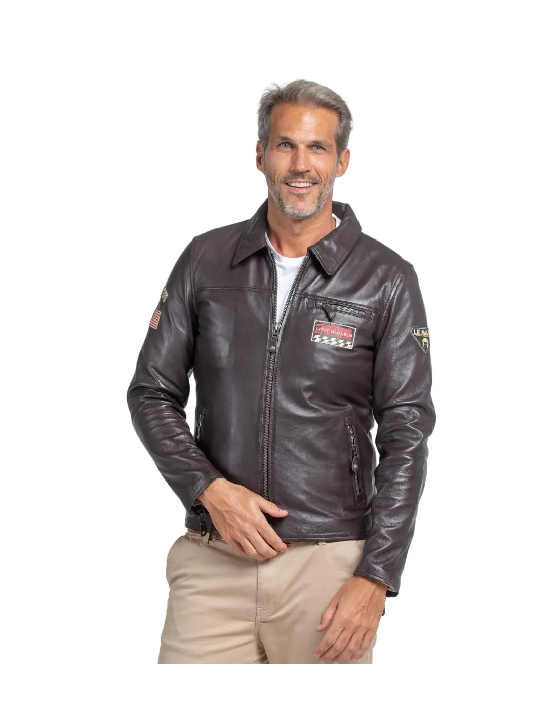 Blouson en cuir Classic Legend Motors Lewis Ref 57825 marron