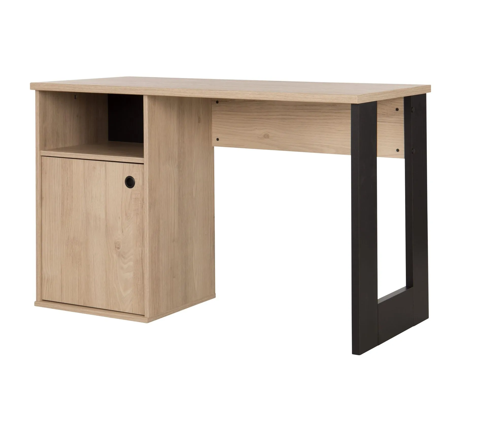 Bureau 1 porte DUPLEX imitation châtaignier et noir