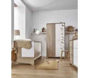 Commode 3 Tiroirs Décor Bois Et Blanc Bébé - 95 X H91cm