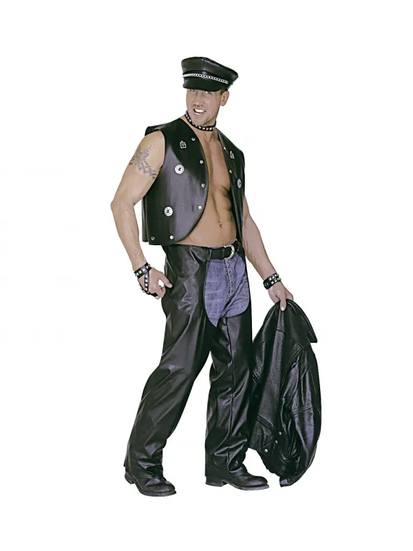 Déguisement Pantalon Motard noir similicuir