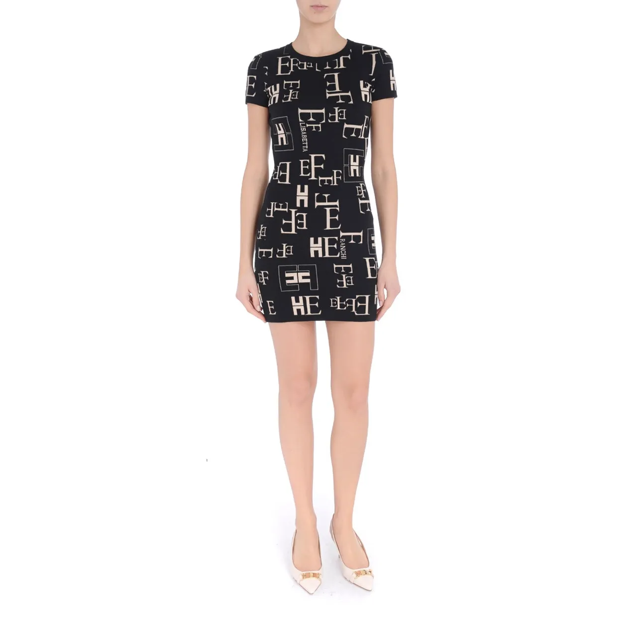 Elisabetta Franchi Robe fourreau lettrage noir