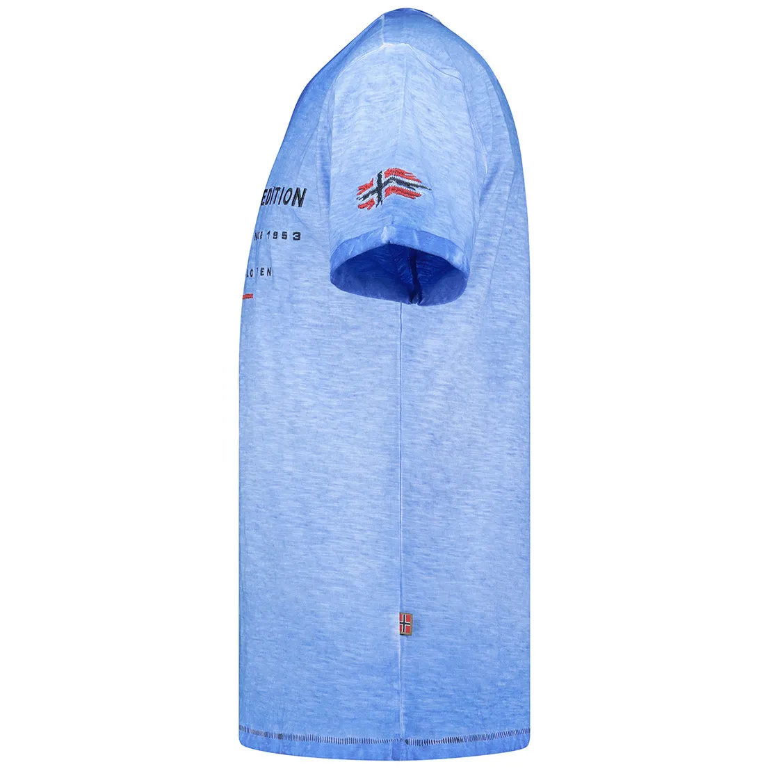 Geographical Norway Jiwash Homme - T-shirt homme col V Bleu Clair