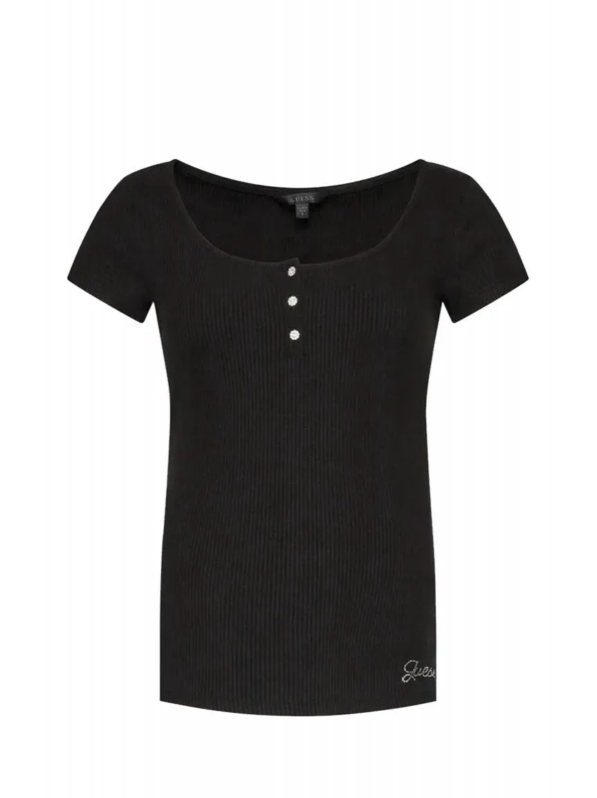 Guess Karlee Jewel Chemisier À Manches Courtes Jetbla - Achetez À Prix Outlet!