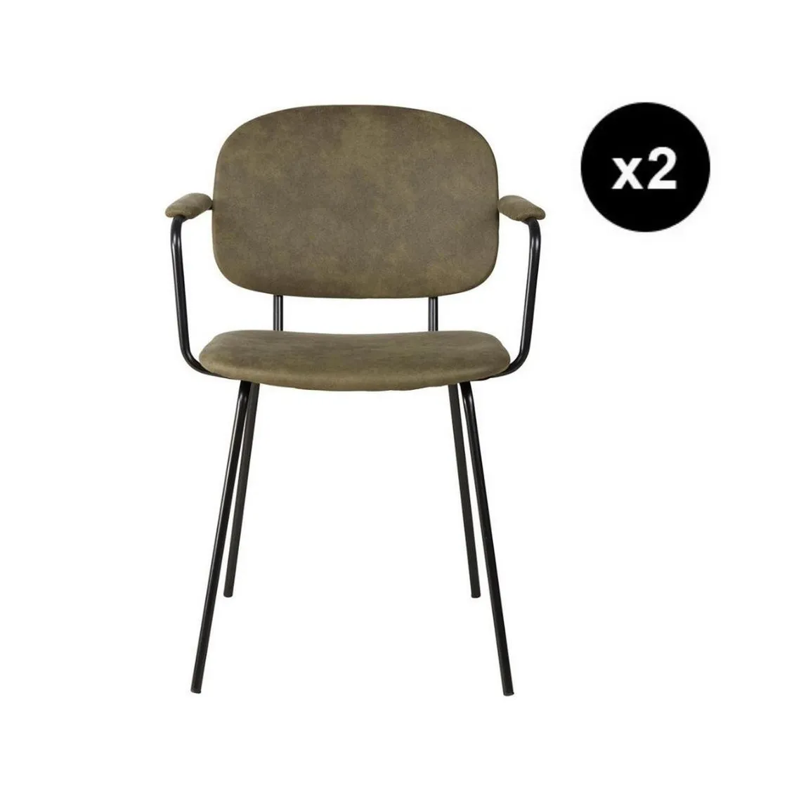 Lot de 2 fauteuils tissu effet daim kaki | 3 Suisses