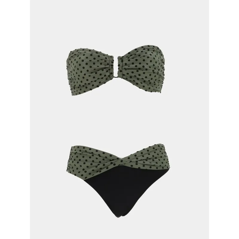 Maillot de bain 2 pièces à pois milly kaki femme - Grain De Sable | wimod