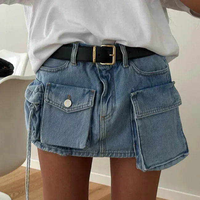 MINI JUPE CARGO EN JEAN