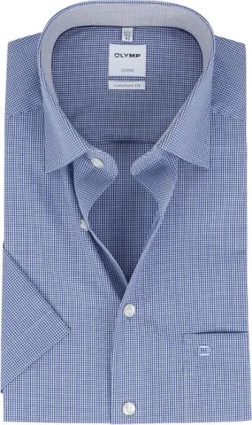 OLYMP Chemise Luxor Manches Courtes Carreaux Bleu Royal 3190