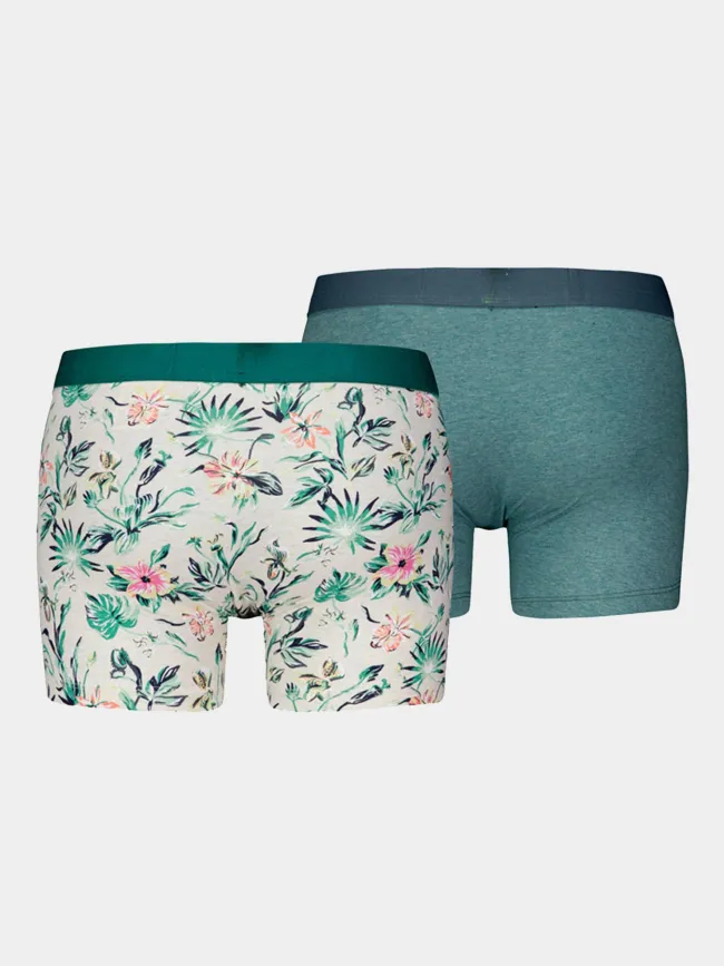 Pack 2 boxers floral gris vert homme - Levi's | wimod