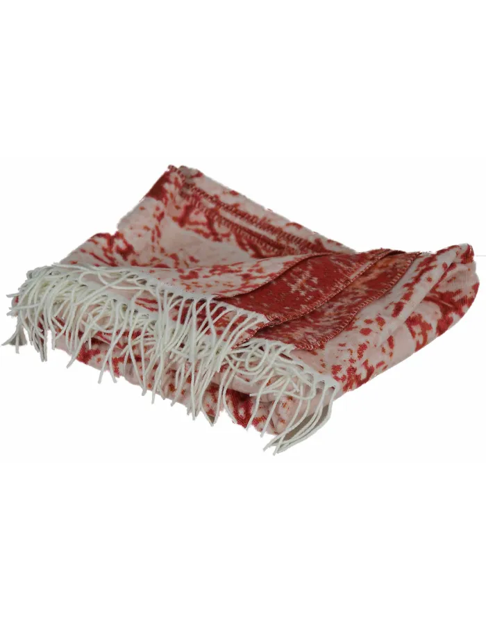 plaid acrylique rose avec des franges pas cher