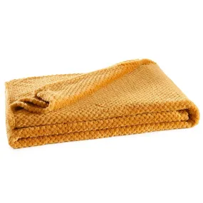 Plaid motif nid d'abeille jaune or PRALINE  | 3 Suisses