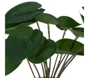 Plante Artificielle Pot En Céramique Pêche Et Bambou H 26 Cm