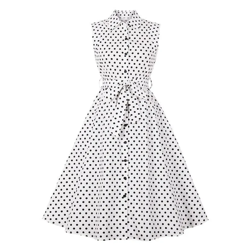 Robe Rétro Vintage té Blanc