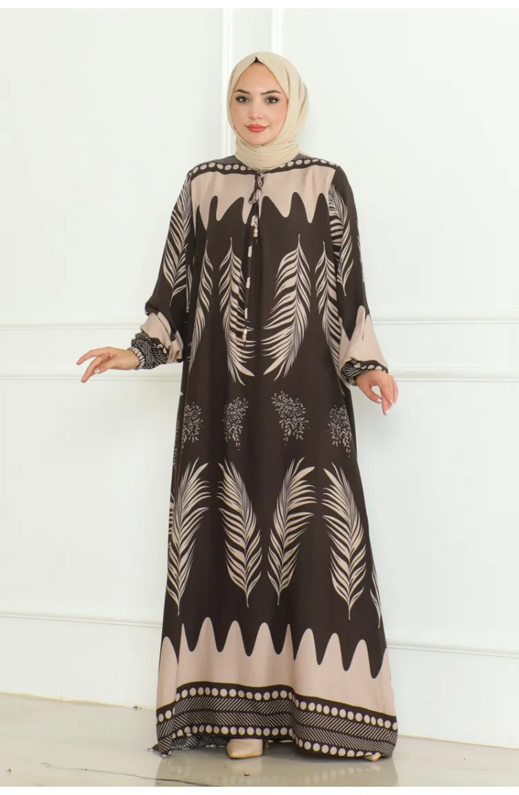 Robe Viscose Col Noué 1136-05 Marron 1136-05