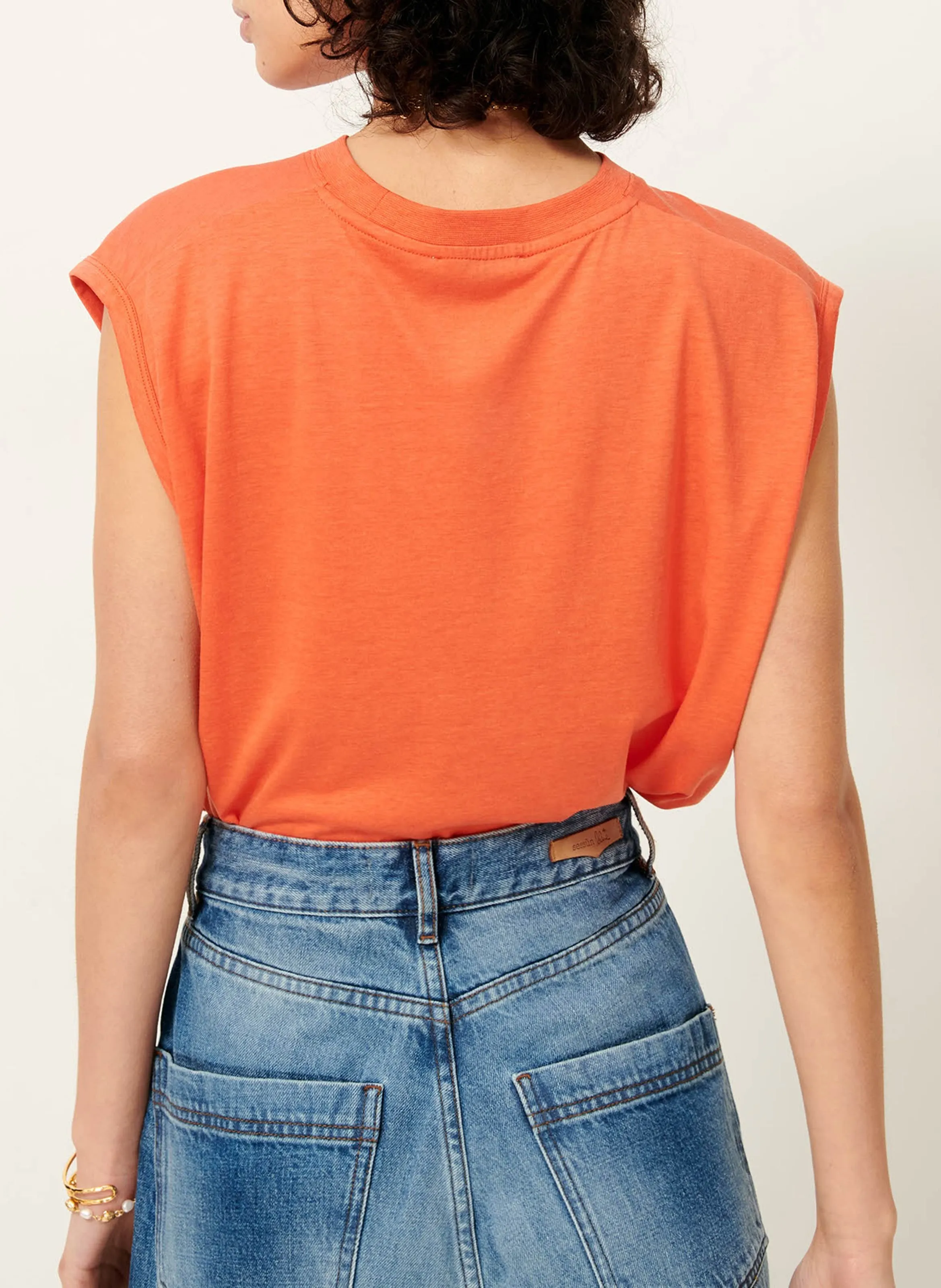 SESSUN  Tee-shirt col rond en coton mélangé deedoo - Orange