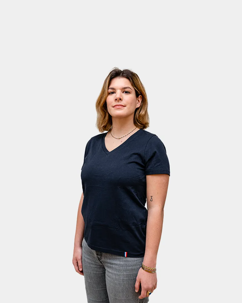 T-shirt femme col V Made in France à personnaliser