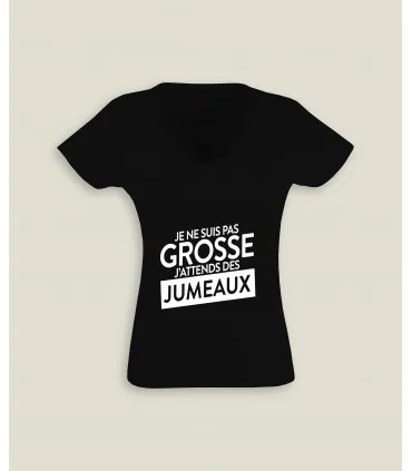 T-Shirt Femme Col-V Pas Grosse Jumeaux