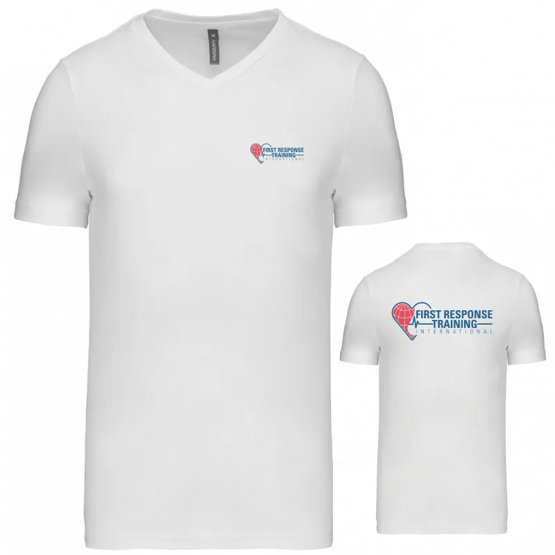 T-shirt FRTI homme col V (marquage cœur et dos)