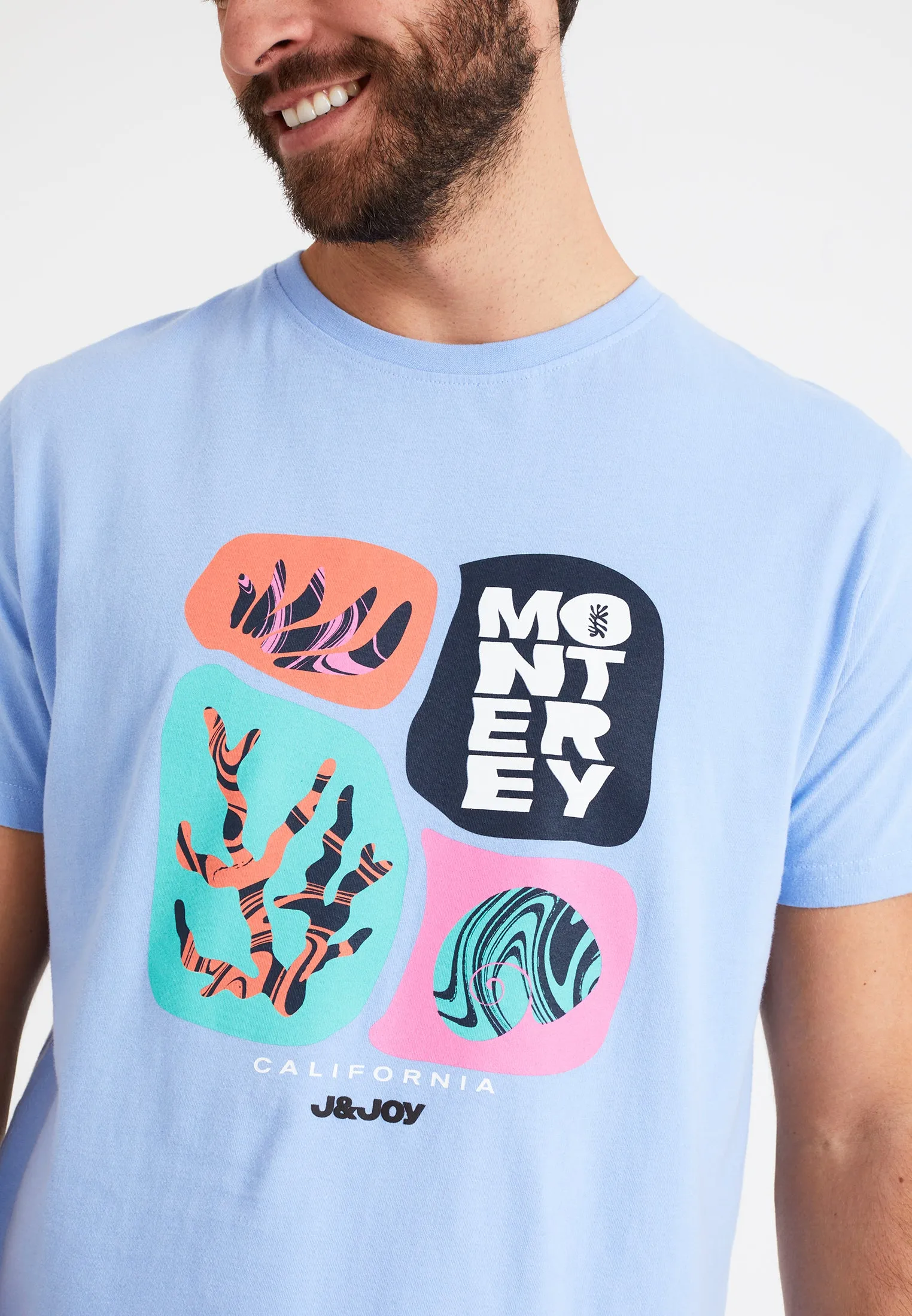 T-Shirt homme bleu motif devant
