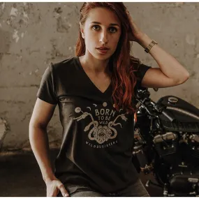 T-Shirt manches courtes col V coton BORN TO BE WILD- Wildust Sisters