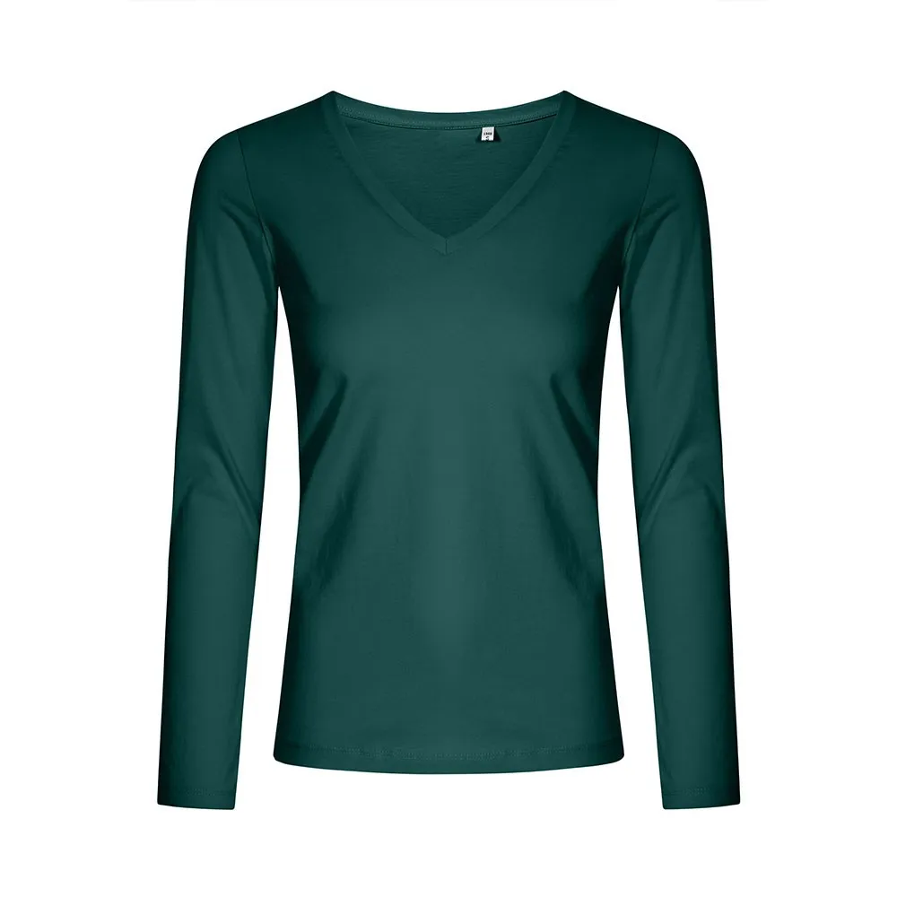 T-shirt manches longues col V Femmes