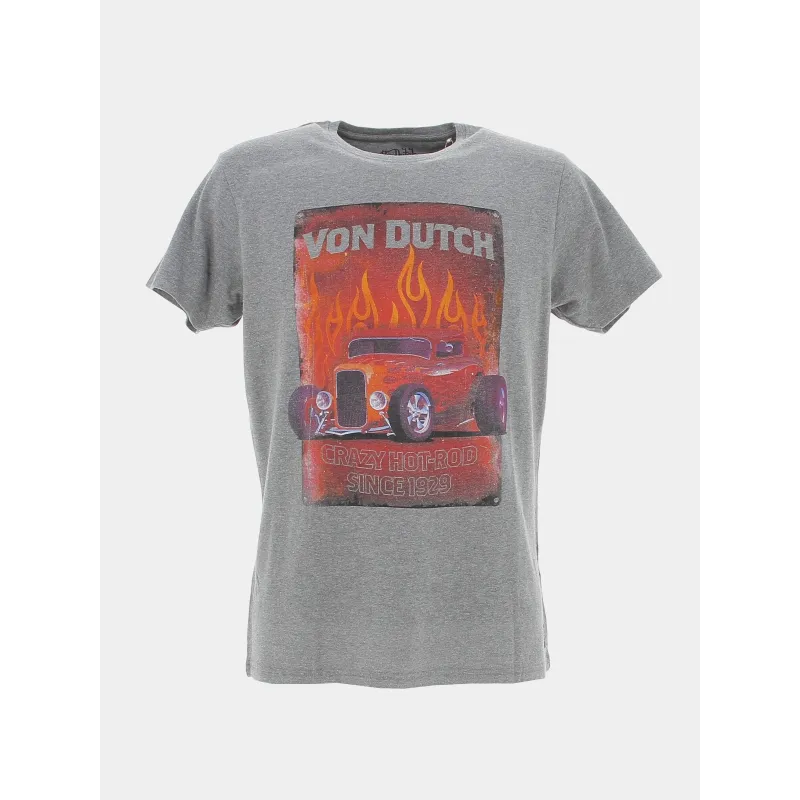 T-shirt regular crazy hot rod gris homme - Von Dutch | wimod