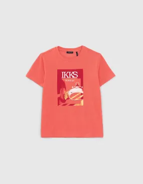 T-shirt rouge visuel voiture vintage garçon