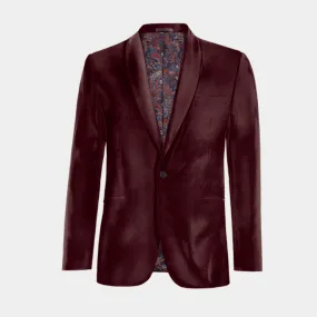 Veste bordeaux en velours col châle édition limitée