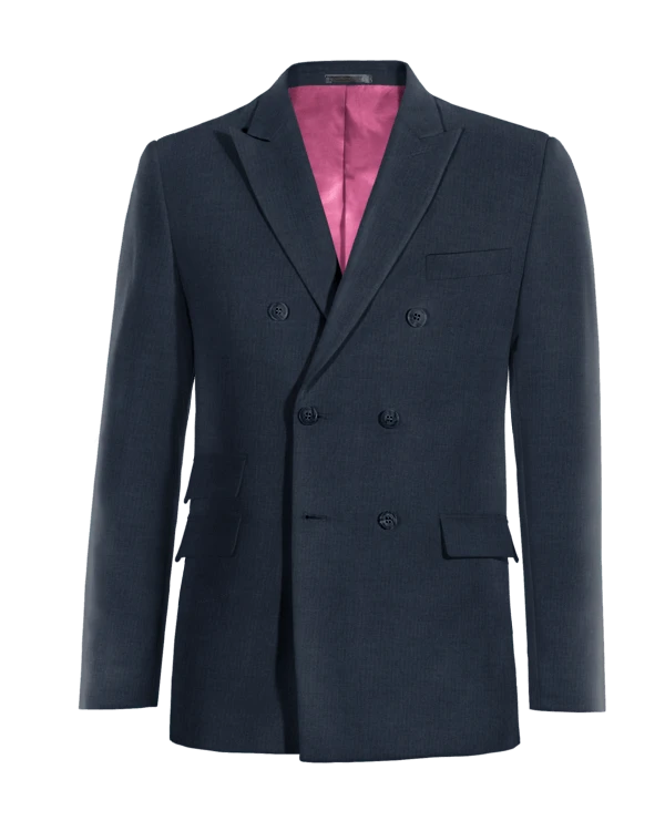 Veste croisée bleu marine stretch revers en pointe