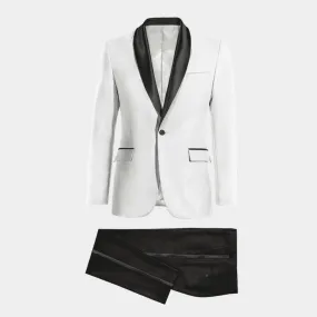 Veste de smoking blanc cassé avec col châle noir et pantalon noir