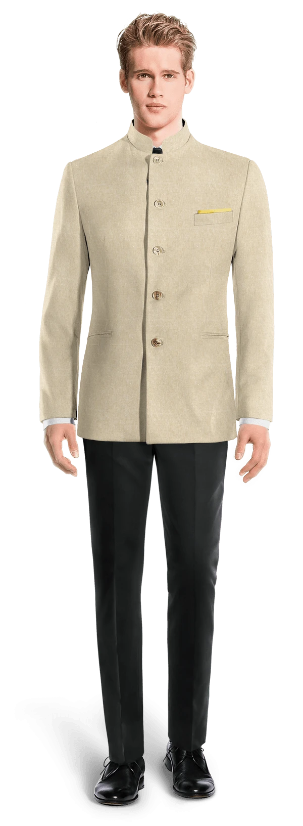 Veste sans doublure mao beige en lin