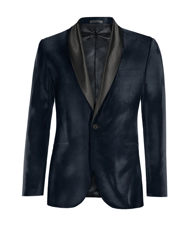 Veste Smoking bleu marine en velours slim fit